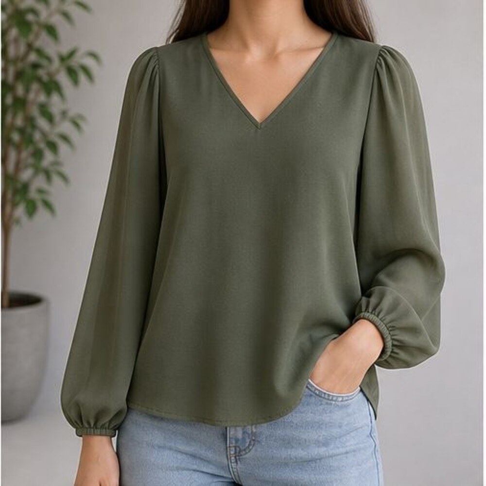 Rust Puff Sleeve Top - Picture 2 of 6